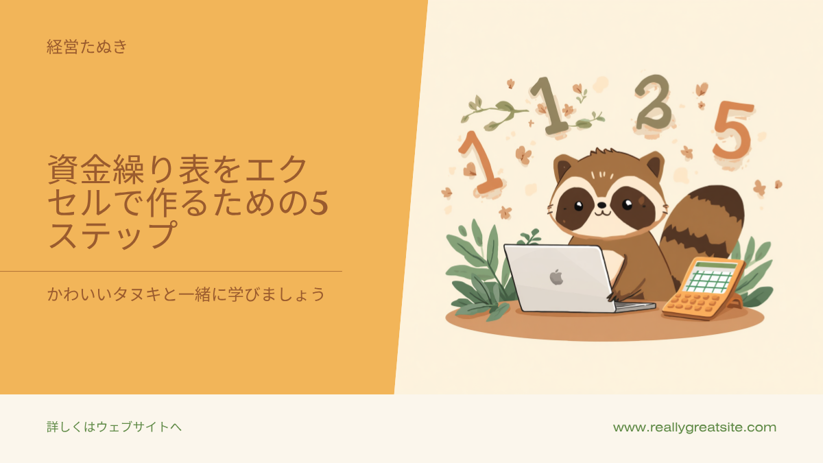 資金繰り表をエクセルで作る5ステップを説明する経営たぬきの図解